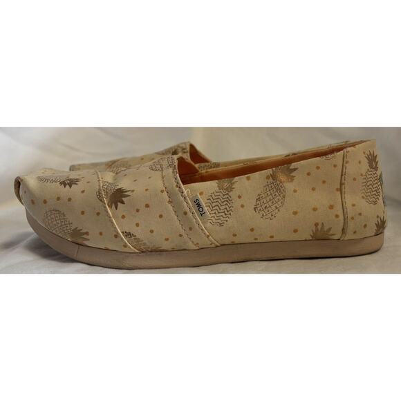 Tom's Women’s Sz 5.5 Alpargata Graphic Slip On Flats Pineapple canvas shoes - Picture 4 of 9